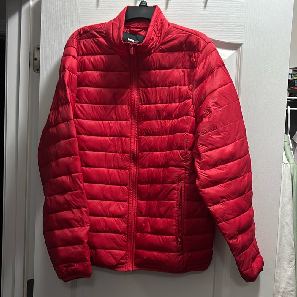 Red mid weight puffer jacket from Nova Men. Only worn once (I live in Florida!)